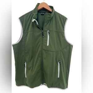 Men's Large Lightweight Golf Vest Waterproof Wind Proof Olive Green Outdoor